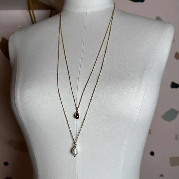 PREMIER DESIGNS Goldtone Double‎ Long Pearl Pendant Necklace - Picture 3 of 5